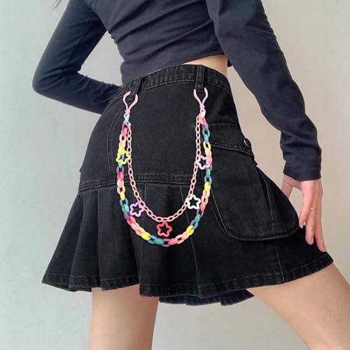 Eyraevor Rainbow Trousers Chain Hip Hop Rock Stars Pants Chain Colorful Acrylic Gothic Jean Pant Chain for Women Men Wallet Key Chain, Medium2