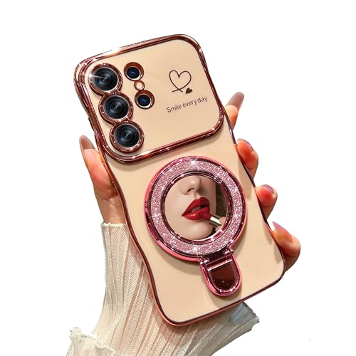 Coque Samsung S26 Ultra rose à cœur avec miroir pour votre quotidien