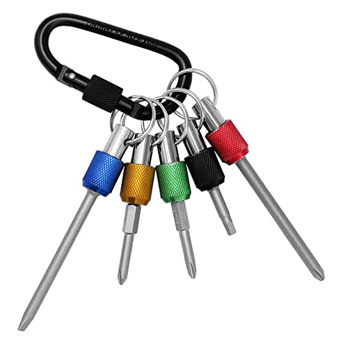 Saipe 5Pcs Screwdriver Bits Holder Set Aluminum Alloy Keychain Extension Bar Quick Release Drill Screw Adapter Portable Socket Adapter For 1/4 Inch Hex Shank Electric Screwdrivers Drill Bits #TOP4