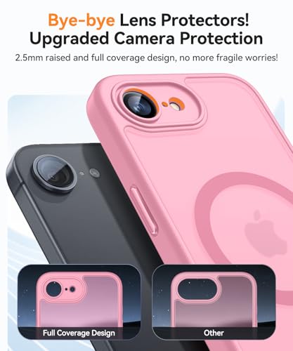 Image of CANSHN Magnetic Case for iPhone 17e / 16e, Upgraded Full Camera Protection, Compatible with Magsafe, Translucent Matte, Shockproof Protective Phone Case - Pink