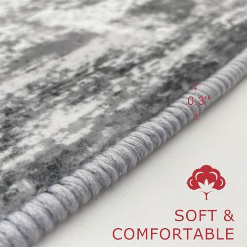 KOZYFLY Modern Abstract 3x5 Rug Gray Washable Rug Entry Rug, Soft Non-Slip Contemporary Nursery Mat Indoor Throw Kitchen Carpet with Soft Low Pile for Bedroom Office Living Room Bathroom Dorm