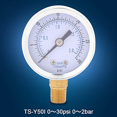Manometro Pressione Aria 0-30 psi 0-2 bar Scala Doppia con Filetto 1/8 BSPT per Idraulica Compressori Acqua