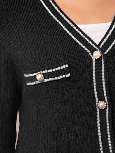 Women's Sweater Cardigan Contrast Trim Knit Ribbed Fall 2025 Jacket4
