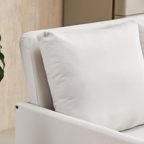 Image of 3-in-1 Convertible Sleeper Sofa, Loveseat Sofa Couch with Pullout Bed and Storage for Living Room, Bedroom, Balcony, RV, Linen, White