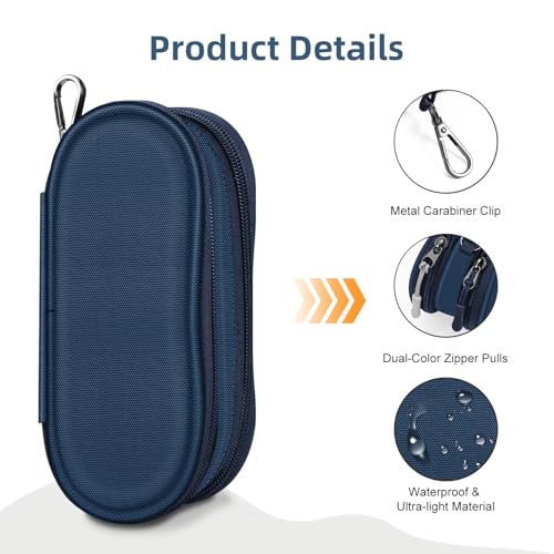 Image of FINTIE Double Sunglasses Case, Soft Portable Eyeglasses Pouch with Carabiner Clip, Dual Zipper Compartments for Men Women