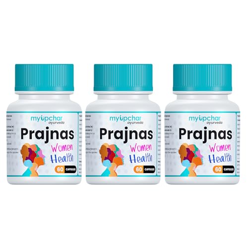 Image of myUpchar Ayurveda Prajnas Women's Wellness Capsules | Healthy Pregnancy | PCOS & PCOD Support | Helps in Menstrual Cycle, Irregular Periods & Hormonal Balance | Shatavari, Gokshura, Ashoka, Giloy - 60 Capsules (Pack of 3)