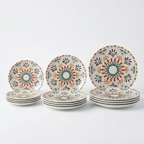 SANTA CLARA | Vajilla Completa 12 Piezas Cerámica Stoneware Redonda para 4 Personas, Apta Microondas y Lavavajillas, Vajilla Coimbra con Diseño Tradicional para Hogar y Cocina SANTA CLARA | Vajilla Completa 12 Piezas Cerámica Stoneware Redonda para 4 Personas, Apta Microondas y Lavavajillas, Vajilla Coimbra con Diseño Tradicional para Hogar y Cocina
