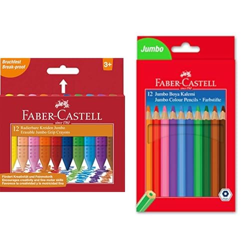 Faber-Castell çocuk boyama seti (Jumbo mum boya ve boya kalemi, 12'li)