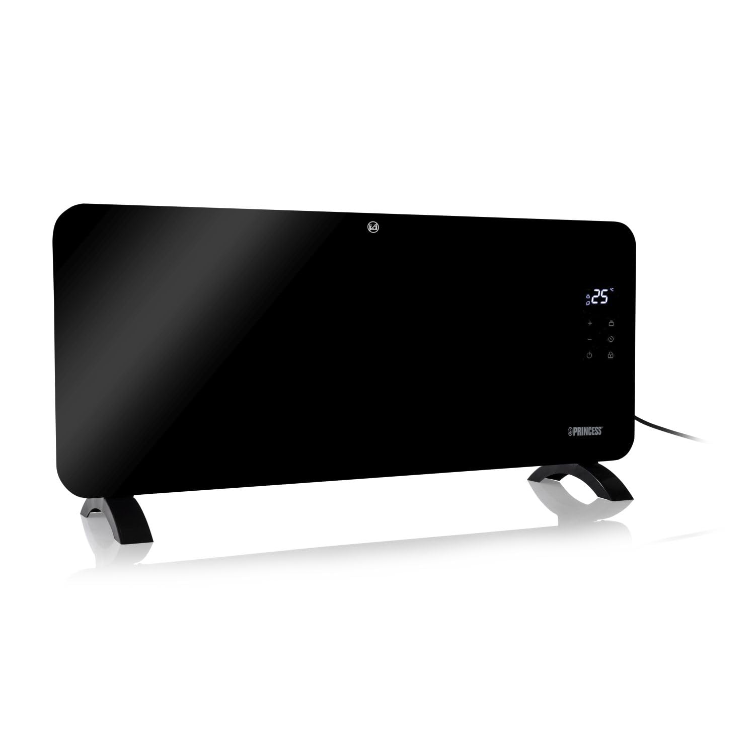 Princess Smart Convector Heater - 1500 W - sterowanie za pomocą darmowej aplikacji - szklany panel - możliwość montażu na ścianie - z ekranem dotykowym LED