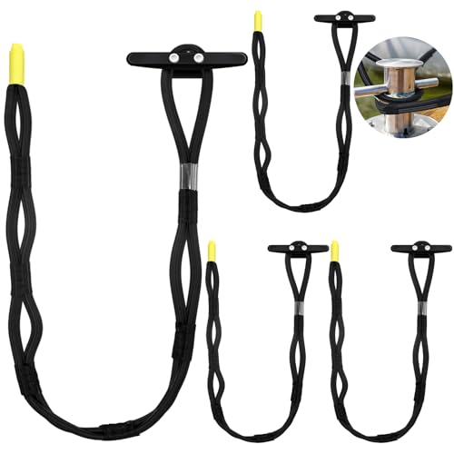 Yoande 4 Pcs Adjustable Mooring Rope with 7 Loop Design Marine Rope for Boat Dock Accessories