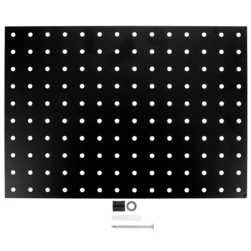 Panel perforado metálico negro de hierro para organización de pared en garajes