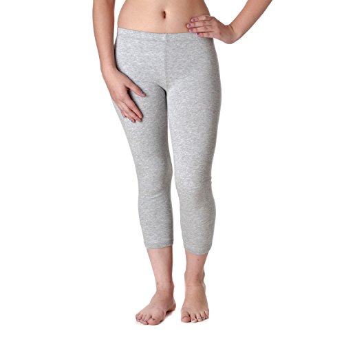 Hollywood Star Fashion Stretch Cotton Capri Crop Seamed Leggings Tights, Heather Grey, Small