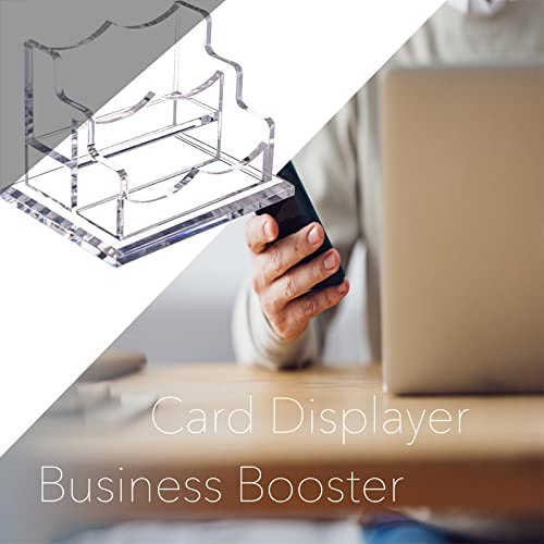 Acrylic Business Card Holder For Desk, Horizontal Clear Business Name Card Display Stand, Desk Accessory Business Name Card Organizer (Horizontal, 2-Slot) #TOP4
