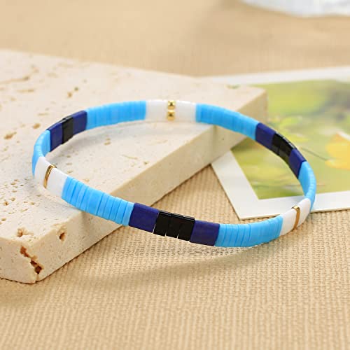 Image of KELITCH Women Stretch Bracelets Pearl Charms Tila Shell Beaded Friendship Bracelet