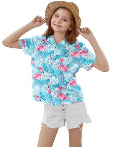 Image of Cromoncent Mommy and Me Matching Hawaiian Outfits Girls & Womens Hawaiian Shirts Tropical Button Down Shirts