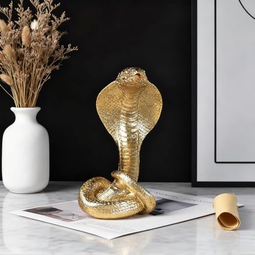 Estatua de Cobra Dorada Majestuosa para Decoración miniatura 5