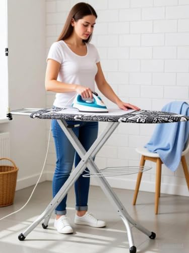 Image of Premium Ironing Board for Home | Wide Surface, Heat-Proof Cover, Foldable Design, Adjustable Height | Strong & Durable Iron Table (43 X 18, Royal)
