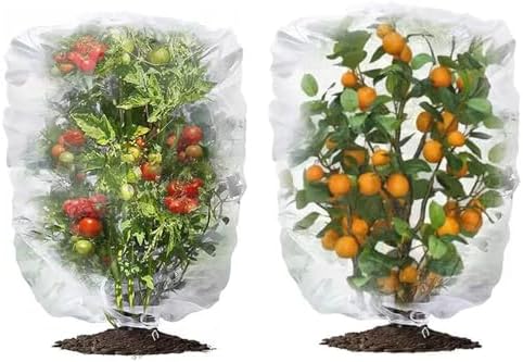 2 Pcs Netting for Garden Protection, Garden Netting Plant Covers with Drawstring, Insect Bird Netting for Garden, Fruit Tree Netting for Vegetables Fruits Flowers 4.9 Ft x 3.2 Ft