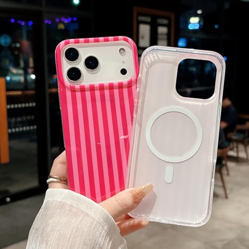 Coques magnétiques pour iPhone 16 Pro souples transparentes à rayures - 2