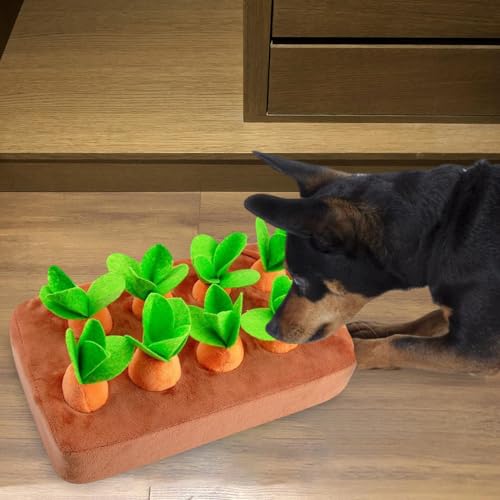 Plush noseworks dog toy - Dog Carrot Plush Toy, Sniffing noseworks Foraging Game | 2 in 1 Soft Pet Toy with Hidden Treat Pockets, Non-Slip Plush Activity Toy for Dogs and Puppies - Image 2