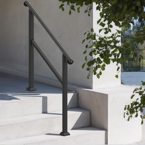 VEVOR Handrails for Outdoor Steps, 2 Step Stair Hand Rail & Indoor Railing Kit, Railings for Outside Steps with Installation Kit, Hand Rails for Seniors,Porch Railing & Deck Hand Rail, Black by VEVOR - Image 8