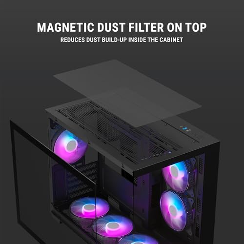 Image of Ant Esports Crystal X6 Mini Mid-Tower Computer Case /Gaming Cabinet - Black | Support Micro-ATX, Mini-ITX | Pre-Installed 6 ARGB Fans