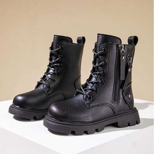 Boys Girls Ankle Boots Side Zipper Combat Boots Lace Up Fashion Short Booties Fall Winter Outdoor Shoes for Toddler/Little Kid/Big Kid4