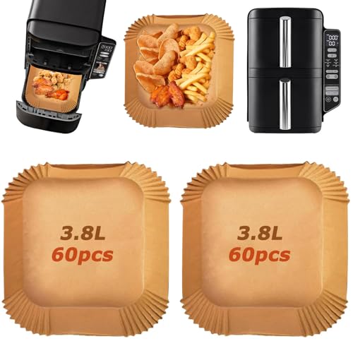 120 Stück Airfryer Backpapier für Ninja Double Stack 7.6L SL300EU Heißluftfritteuse Zubehör für Ninja Airfryer SL300EU