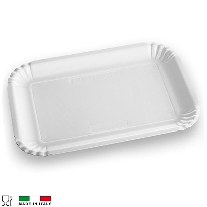 VIRSUS Vassoi per Pasticceria in Cartone POLITENATA BIANCO, (Misura 9) 48x34,5 cm, Navetta Monouso per Dolci, Pasticcini, Rustici, Torte, 10CF x 5Pz (50)