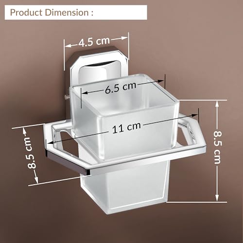 Image of Plantex (Primax) 304 Grade Stainless Stee Tumbler Holder for Bathroom /Tooth Brush Holder /Bathroom Accessories Pack of 1, Cute (Chrome)