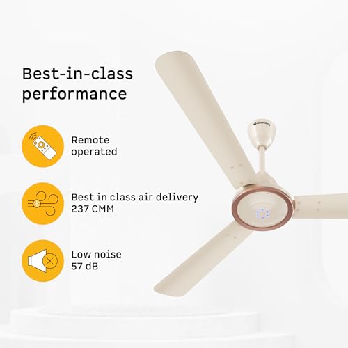 Image of atomberg Erica Artesta 1200mm India's No.1 BLDC Ceiling Fan with Remote | BEE 5-star | Best Air Delivery | Low noise | LED Speed Indicator | 3 Years Warranty| Seasand Ivory
