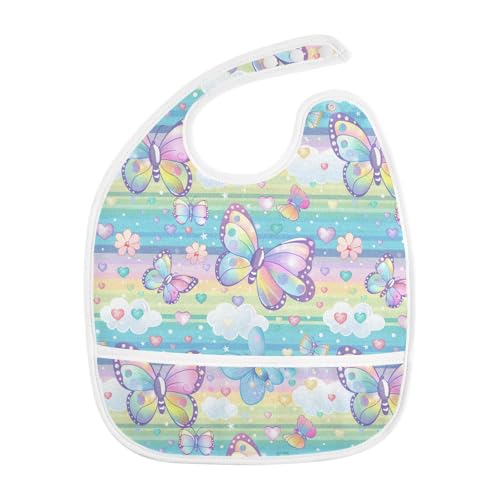 Butterflies Flowers Cartoon Bibs with Snaps Travel with Baby Cotton 2 Pack Drooling Bibs for Teething2