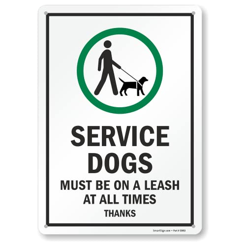 SmartSign 14 x 10�C���` "Service Dogs Must Be On Leash" �V���{���t�����^���T�C�� 40�~�� ���~�l�[�g���H �h�K�A���~�j�E�� �O���[��/�u���b�N �z���C�g