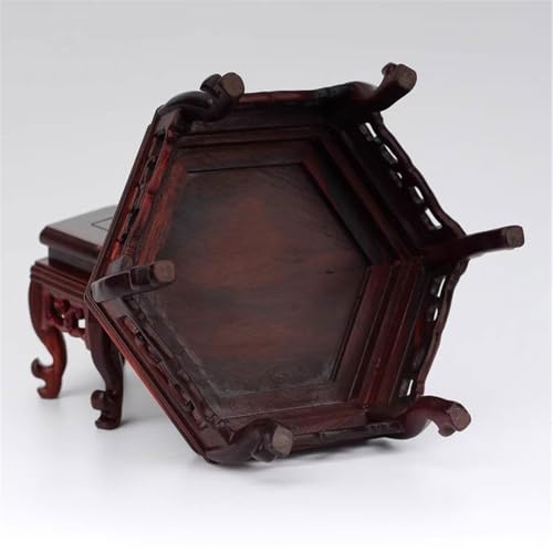 Tabouret hexagonal en bois grand format pour pot de fleur et bonsaï