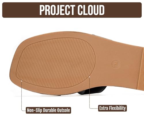 Image of Project Cloud 100% Genuine Leather Sandals for Women 2026 - Fashion Flat Womens Sandals with Memory Foam Insole Slides Sandals Women Footwear - Mules Women's Sandals (Jannel)
