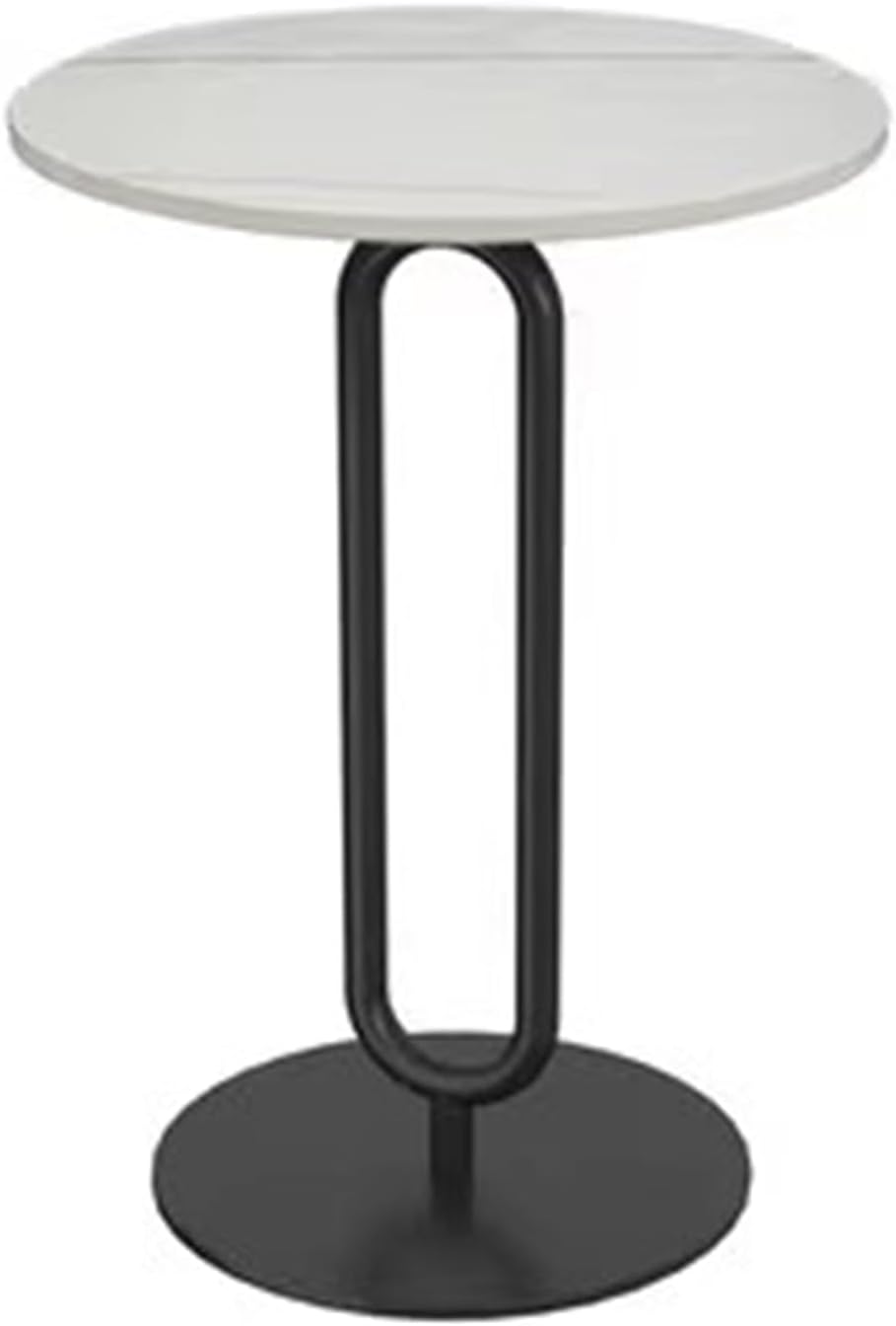 Small Space Round Side Table Iron Pedestal for Couch, Loveseat, Entryway, or Bed in Vintage Style (B 50cm×50cm×55cm)