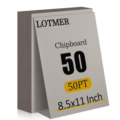 LOTMER 50 Pack Chipboard Sheets, 8.5 x 11 Inch 50PT Heavy Duty Chipboard Sheets for Bookbinding, Kraft Binders Board for DIY Crafts, Book Covers, Boxes