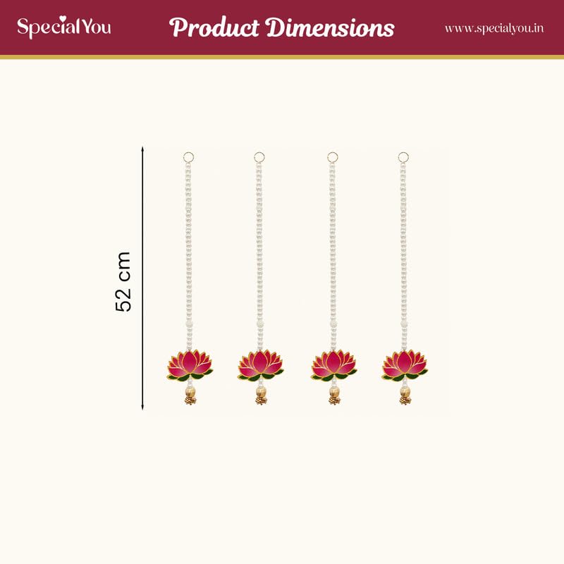 Image of SpecialYou Pearl Lotus Wall Hanging Decor for Ganpati Decoration Setup for Home, Ganpati Backdrop Decoration, Wall Decor Items for Living Room, Festival Decoration Items for Home -Pack of 4 Pcs