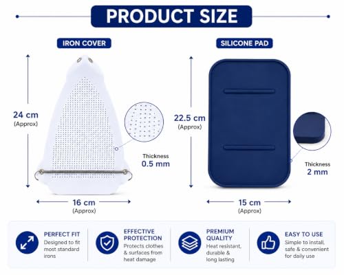 Image of ZENITH Ironing Accessories Combo Pack | Teflon Iron Soleplate Cover + Silicone Heat Resistant Iron Rest Pad | Protect Clothes from Burning & Shine Marks |Iron Stand Pad for Home & Professional Use | Heat-Resistant Teflon Material