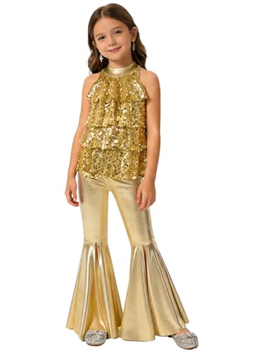 Crop top pantalon évasé années 70s pour danse moderne jazz et hip-hop fille
