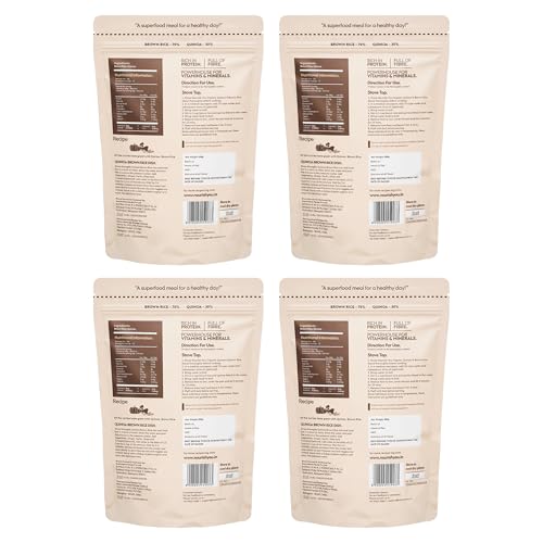 Image of Nourish You Quinoa and Brown Rice Mix - 500g x Pack of 4 | 11.16g Protein & 10.24g Rich Dietary Fibre per 100gm | Naturally Gluten Free Healthy Grain Mix | Superfood for Salads, Pulao, Bowls & Daily Meals (70% Brown Rice + 30% Quinoa)