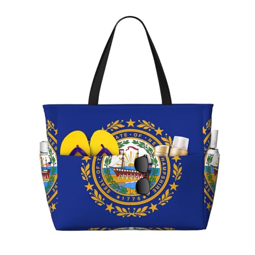 Sac fourre-tout imprimé New Hampshire grand sac à main noir travail