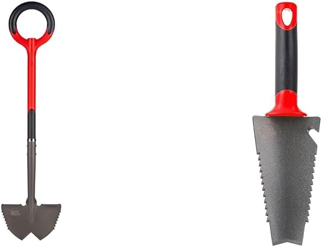 Radius Garden Root Slayer Edger, paleta y pala – 22611, 16011 herramientas rojas con cuchillas de acero, mangos ergonómicos