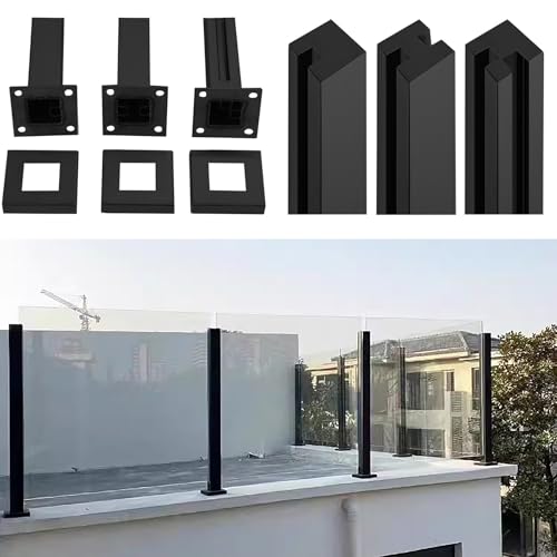 Poteau de garde-corps inox et support de serrage pour panneau de verre de terrasse