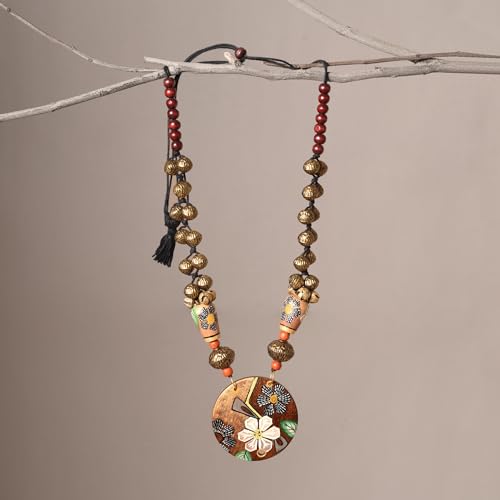 Image of AAKRITI ART CREATIONS Handcrafted Tribal & Brass Necklace Collection | Floral, Leaf & Elephant-Inspired Artisan Jewelry | Dhokra, Glass & Ethnic Statement Necklaces for Women