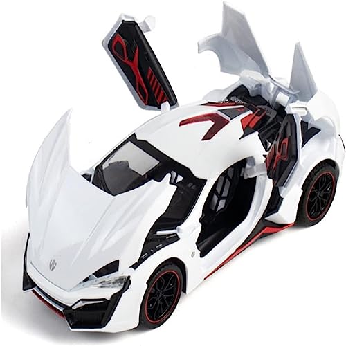Image of LYKAN HYPERSPORT Sport 1:24 Big Size Diecast Scale Model Alloy Metal Pull Back Toy car for Kids with Openable Doors & Light, Music Toy Vehicle for Kids - Colors as Per Stock (White)