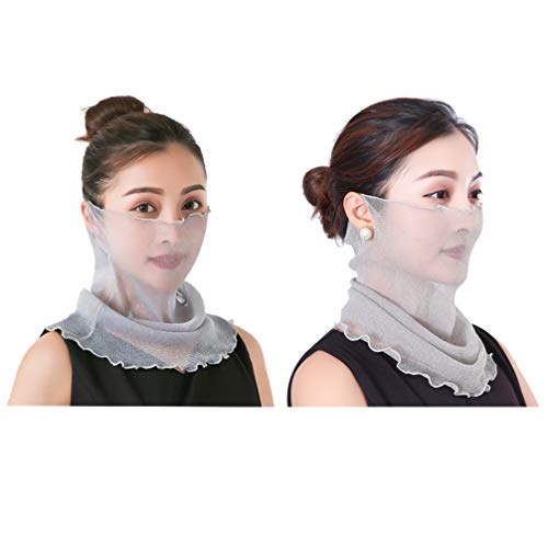 KESYOO 2pcs Thin Sun Protection Face Neck Veil Multi-function Neck Scarf Summer Veil for Ladies Women Girls (Colorful)