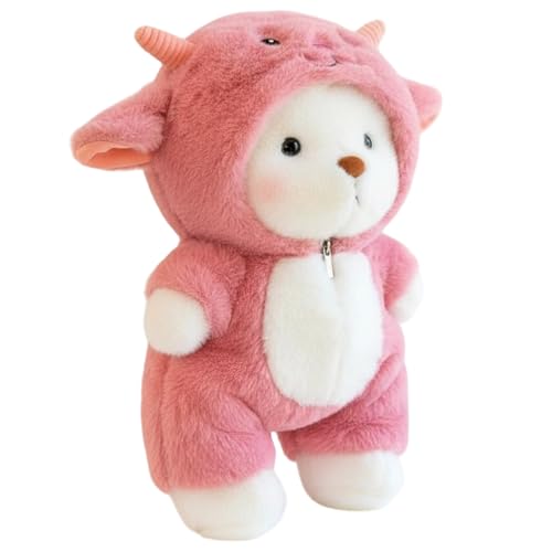 RxaGtn Teddy-Design Deko-Objekt mit Reißverschluss Premium Sammler-Bär Wohnaccessoire & Lifestyle Geschenk für die Freundin Partnerin Valentinstag Rosa Outfit
