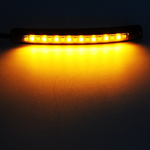 Fxc 2X Universal Flexible Led Turn Signal Tail Brake License Plate Light Integrated For Motorcycle Bike Atv Car Rv Suv, Brake/Running Tail Light(2Pack) (Amber White) #TOP2