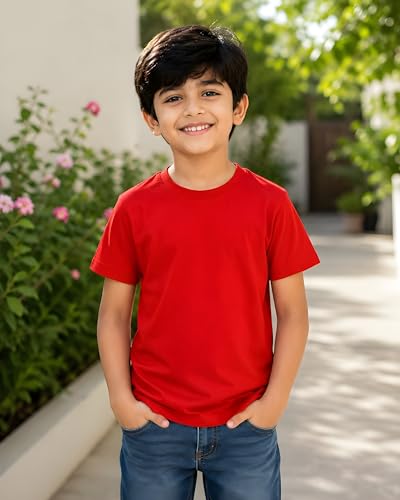Image of Amazon Brand - Anarva Kids Plain T Shirt for Boys | 100% Cotton Soft Feel Round Neck Half Sleeve Solid Tee | Casual 0-14 Years